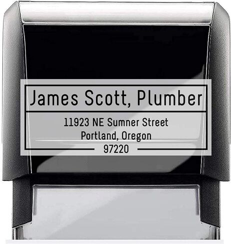 Customized Stamper, Address Stamp Business Style, 3 Lines. Self Inking Professional Font. Variety of 5 Ink Colors, Size Approx. 7/8" x 2 3/8", with Border Frame Around Text. in Saudi Arabia