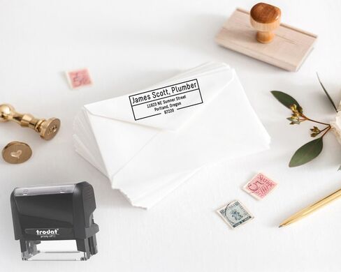 Customized Stamper, Address Stamp Business Style, 3 Lines. Self Inking Professional Font. Variety of 5 Ink Colors, Size Approx. 7/8" x 2 3/8", with Border Frame Around Text. in Saudi Arabia