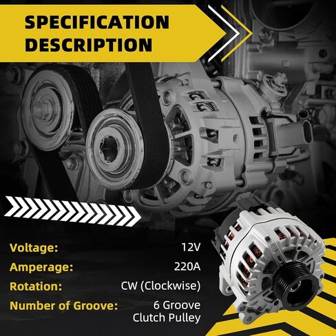 FG23S065 06E903023B Alternator Compatible with Audi Q7 2013 2014 2015 V6 3.0L GAS Supercharged 12V 220A CW 6-Groove Replace 11821 6E903023B A3123 439816 440470 in Kuwait