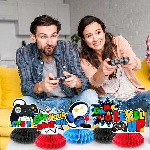 9 قطع من قطع مركزية على شكل قرص العسل لألعاب الفيديو، ديكور طاولة على شكل قرص العسل لألعاب الفيديو وديكورات حفلات أعياد الميلاد in Kuwait