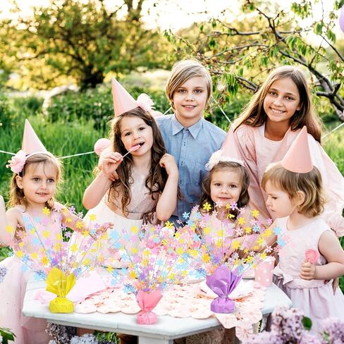 3 Pcs Daisy Birthday Party Decorations Pastel Rainbow Table Centerpieces Macaron Flower Model Foil Spray Table Decor Floral Metallic Burst Centerpiece for Birthday Shower Wedding Supplies in Saudi Arabia