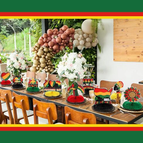 TaoBary 9 Pcs Juneteenth Day Honeycomb Centerpieces Juneteenth Decorations Table Decoration for Happy Juneteenth Day Freedom Day Black African American Independence 1865 Black History Party Decoration in Saudi Arabia