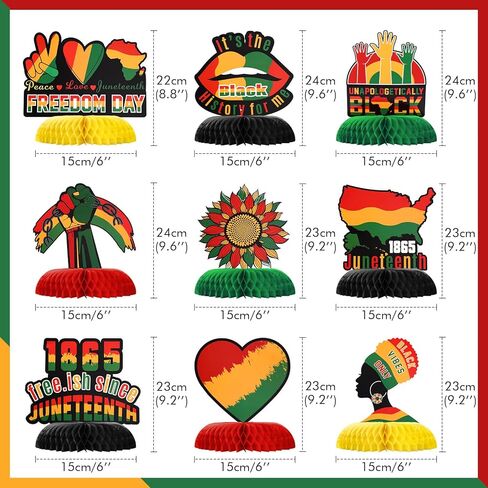 TaoBary 9 Pcs Juneteenth Day Honeycomb Centerpieces Juneteenth Decorations Table Decoration for Happy Juneteenth Day Freedom Day Black African American Independence 1865 Black History Party Decoration in Saudi Arabia