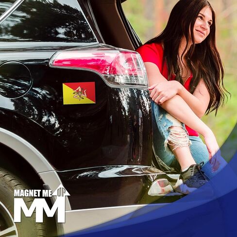 Magnet Me Up مغناطيس سيارة بعلم صقلية الإيطالي، مقاس 4 × 6 بوصة، فينيل متين مطبوع بالأشعة فوق البنفسجية، ملصق مغناطيسي مقاوم للطقس للسيارات والثلاجة والخزانة، ملحق إيطاليا صقلية الوطنية، هدية سفر، صنع في الولايات المتحدة الأمريكية in Kuwait