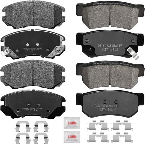 Front and Rear Disc Brake Pads Set Ceramic w/Hardware DS924 DS813 Replacement for 2003 2004 2005 2006 2007 2008 Hyundai Sonata 2007-2009 Elantra 2005-2009 Tucson in Saudi Arabia