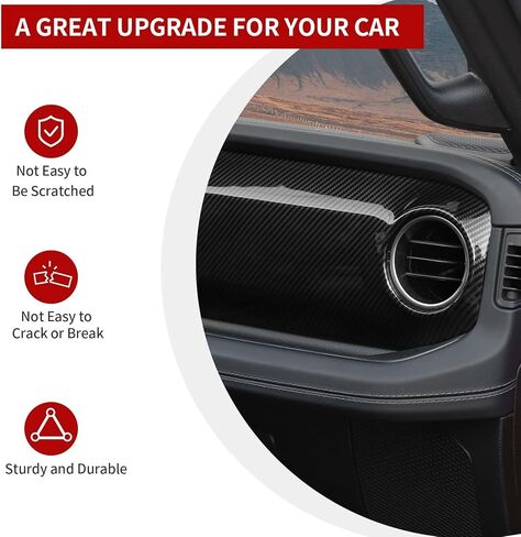 طقم غطاء لوحة زخرفية للوحة التحكم المركزية متوافق مع 2024-2026+ Jeep Wrangler JL JLU وJeep Gladiator JT (ألياف الكربون) in Kuwait
