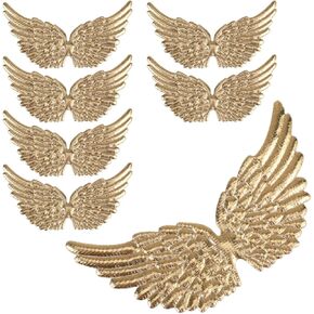 Kisangel Mini Angel Wings الديكور 12 قطعة ذهبية لامعة DIY إكسسوارات يدوية لزي حقيبة الظهر ديكور الحفلات سكرابوكينغ الزينة in Kuwait