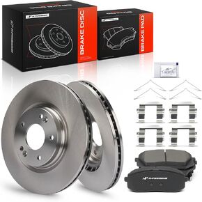 A-Premium 12.00 inch (305mm) Front Vented Disc Brake Rotors + Ceramic Pads Kit Compatible with Select Hyundai and Kia Models - Sonata 2015-2019, Optima 2016-2020, Kona Electric, Niro EV, 6-PC Set in Kuwait