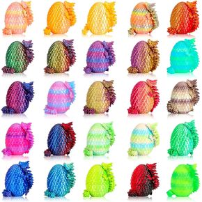 25 Pcs 3D Printed Dragon Eggs with Articulated Dragon Inside, 6.1" Magic Silk Rainbow Dragon Bulk Set, 2.2" Dragon Egg Collection, Unique Gradient Dragon Figurine, Desktop Stress Relief Toys Gifts in Saudi Arabia