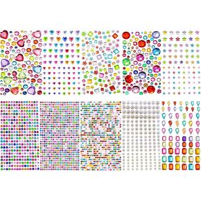 Gem Stickers Self Adhesive Gems for Crafts Acrylic Bling Rhinestones Assorted Shapes 10 Sheets with Pearl Stick DIY Jewels Craft Supplies Residue-Free & Long-Lasting Adhesion in Saudi Arabia