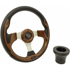 ULTIMATE GOLF CART WOODGRAIN STEERING WHEEL W/ADAPTER FOR CLUB CAR DS (BLACK) in Saudi Arabia