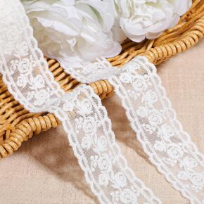 5 Yards White Lace Ribbon, 3cm Wide Cotton Lace Trim, Floral Embroidered Ribbon, Vintage White Laces Fabric, Decorative Trim for Sewing DIY Crafts Wedding Decor Home Decoration in Saudi Arabia