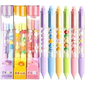 6 Pcs DIY Beads Pens 0.5mm, Retractable Gel Ink Pen, Animal Beads, Smooth Writing Black Ink, School Office Stationery Gifts for Girls, Women, Journaling in Saudi Arabia