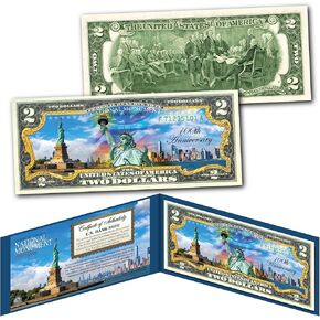 Statue of Liberty National Monument 100TH Anniversary 1924-2024 Skyline Colorized Two Dollar Federal Reserve Note Collectible Blue Display Holder and Certificate in Saudi Arabia