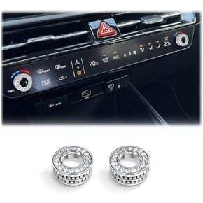 2PCS Crystal Knob Cover Trim Set - Zinc Alloy Rhinestone Bling Interior Accessories, Control Knob Caps Compatible with 2026+ Kia Sportage, 2025+ Kia K5, Carnival, Sorento, EV6, NIRO EV in Saudi Arabia
