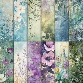 60 Sheets Spring Floral Scrapbook Paper, Double - Sides Watercolor Wildflower Decorative Craft Paper Folded Flat for Valentine Birthday Card Making Photo Album Junk Journals Supplies, 8.3'' x 5.7'' in Saudi Arabia