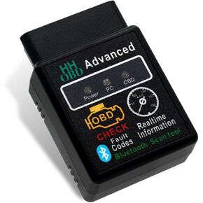 Car Bluetooth OBD2 Diagnostic Tool, Plug and Play Real-time Code Reader, Reset and Clear Engine Light Scanner with Exclusive App, Universal Mini Monitor Device for Most Phone Systems (Black) in Saudi Arabia