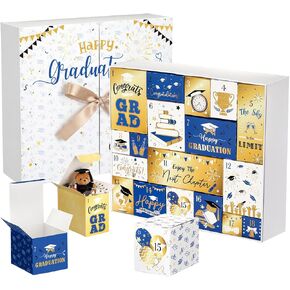 Graduation Advent Calendar 2026 Graduation Countdown Gift Box Empty Grad Paper Advent Calendar to Fill DIY Grad Surprise Filled Box for Him High School College, Gift Not Included(Black Gold) in Kuwait