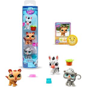 BANDAI Littlest Pet Shop Pack 3 Zoo Pets BF00597 Set of 3 Pets, Accessory, Collector's Card and Virtual Code, Generation 7, Pets #96, #97, #98, Kids 4+ in Saudi Arabia