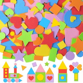 1630Pcs Foam Shape Stickers,Self Adhesive EVA Foam Stickers with Assorted Shapes and Colors,Geometric Heart Star Foam Craft Stickers for Scrapbooking Card Making Party Home Decor Holiday Crafts in Kuwait