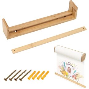 12 Inch Kraft Paper Roll Dispenser Tabletop Easel Roll Holder Wall Mount Kraft Bamboo Butcher Paper Dispenser for Kitchen DIY Office School Grocery Art Projects in Kuwait