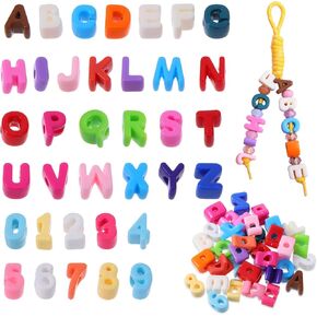 Large Letter Beads, 36PCS Paracord Acrylic Colorful Bubble Big Alphabet Beads, Colorful A-Z, 0-9 Mixed Alphabet Number Shape Bead, Large Hole Letter Bead for Bag Charm Kit Phone Chains Bracelets in Saudi Arabia