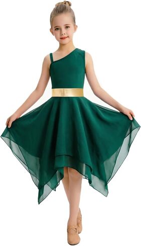 ORIDOOR Sleeveless Single-Shoulder Praise Dance Costume for Girls Metal Irregular Worship liturgy Lyrical Dance Church Corset in Saudi Arabia