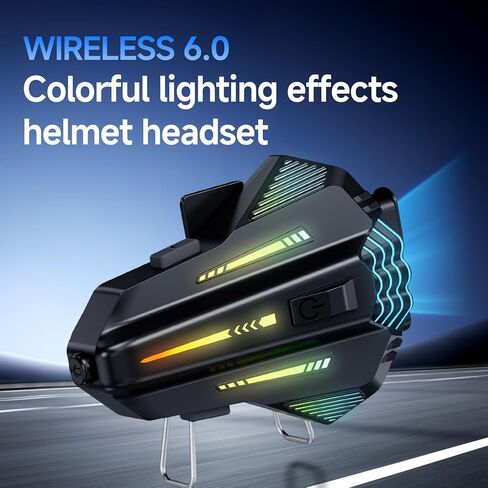 Motorcycle Helmet Bluetooth Speakers Headset with LED Screen, 2-Way Intercom System with 2 Type Mics, TF Card Slot, Hands-Free FM Music/Call, 1000mAh Battery, IPX6, Noise Cancellation in Saudi Arabia
