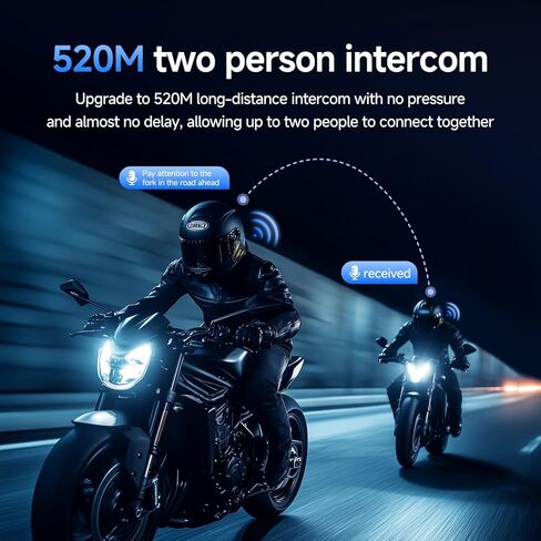 Motorcycle Helmet Bluetooth Speakers Headset with LED Screen, 2-Way Intercom System with 2 Type Mics, TF Card Slot, Hands-Free FM Music/Call, 1000mAh Battery, IPX6, Noise Cancellation in Saudi Arabia