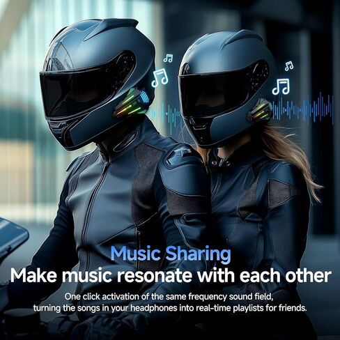 Motorcycle Helmet Bluetooth Speakers Headset with LED Screen, 2-Way Intercom System with 2 Type Mics, TF Card Slot, Hands-Free FM Music/Call, 1000mAh Battery, IPX6, Noise Cancellation in Saudi Arabia