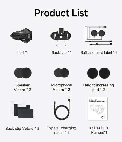 Motorcycle Helmet Bluetooth Speakers Headset with LED Screen, 2-Way Intercom System with 2 Type Mics, TF Card Slot, Hands-Free FM Music/Call, 1000mAh Battery, IPX6, Noise Cancellation in Saudi Arabia