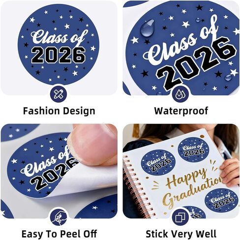 120 Pack Class of 2026 Graduation Stickers – Blue Party Favor Bag Labels, 1.6 Inch Round Envelope Seals, Graduation Party Favors & Decorations (Available in Black, Red, and Blue) in Saudi Arabia