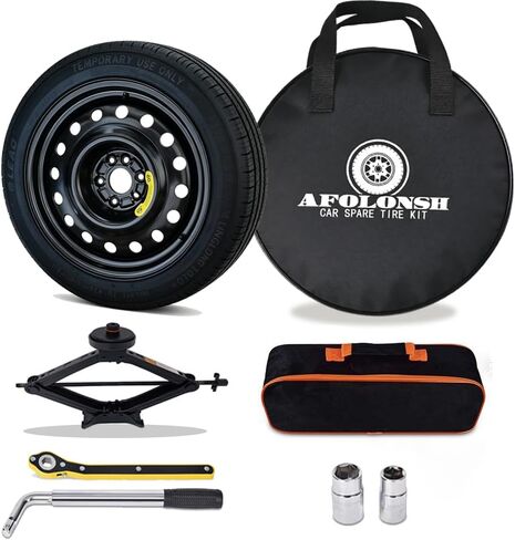 Spare Tire Kit Compatible with 2020-2025 Tesla Model Y Include Jack and Storage Bag, Black Wheel with 18x4 Rim, T145/85R18 Radial Tire, 27.7" Rolling Diameter (Excluding Performance model) in Saudi Arabia