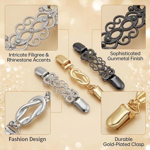 4 PCS Cinch Clip, Waist Cincher Clip and Dress Cinch, Retro Style Clips for Clothing Fit Adjustments, Set of Four Fashion Clips for Shawls and Garments in Kuwait
