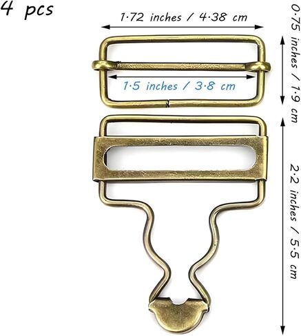 Metal Overalls Buckles 1-1/2" Suspender Clips Buckle with Adjustable Tri Glide Slide Buckle and Buttons for Jeans Bib Pants 4pcs in Saudi Arabia