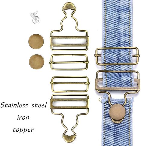 Metal Overalls Buckles 1-1/2" Suspender Clips Buckle with Adjustable Tri Glide Slide Buckle and Buttons for Jeans Bib Pants 4pcs in Saudi Arabia