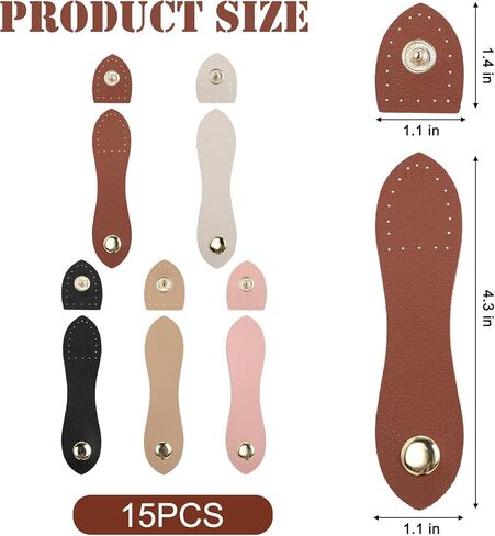 15 PCS Leather Snap Buckles Button Closures, Sew On Snap Buttons for Purse Wallet Bag Making, PU Leather Buckle Fasteners for DIY Crafts (Multi-Color) in Saudi Arabia