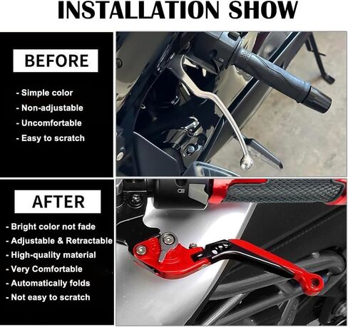 أجزاء معدلة لفرامل الدراجات النارية وأذرع القابض متوافقة مع ZX 10R ZX10RR ZX-10R 2025 2024 2023 2022-2016 رافعة فرامل قابلة للتعديل وقابلة للطي وقابلة للتمديد (أحمر) in Kuwait