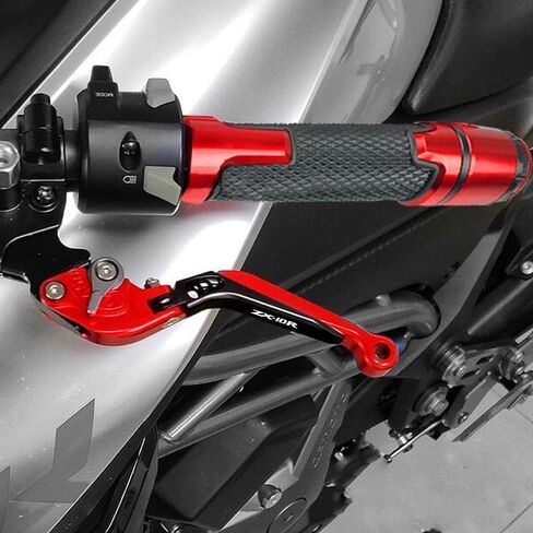 أجزاء معدلة لفرامل الدراجات النارية وأذرع القابض متوافقة مع ZX 10R ZX10RR ZX-10R 2025 2024 2023 2022-2016 رافعة فرامل قابلة للتعديل وقابلة للطي وقابلة للتمديد (أحمر) in Kuwait
