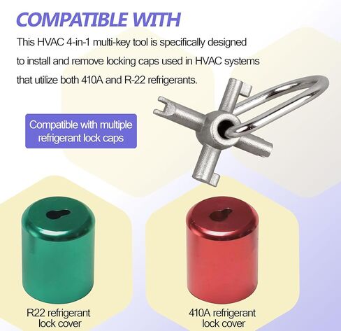 HVAC Locking Cap Key - Universal 4-Bit Multi-Use Tool for 410A & R22 Refrigerant Safety Caps, Tamper Resistant Key for Installation & Removal of HVAC Locking Caps 1 Pc in Saudi Arabia