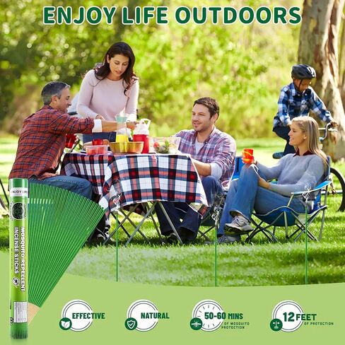 Mosquito Repellent Incense Sticks - 60 Pcs Incense Sticks for Backyard, Travel, Camping, Indoors, and Outdoor Patio in Saudi Arabia