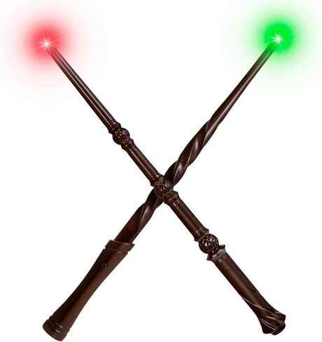 Light Up Wizard Wand with Sounds & 4 Lightings - 2-Pack Illuminating Magic Witch Toy Wands for Kids Cosplay Party Favors, Set B (Hive & Spiral) in Saudi Arabia