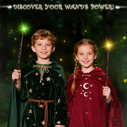 Light Up Wizard Wand with Sounds & 4 Lightings - 2-Pack Illuminating Magic Witch Toy Wands for Kids Cosplay Party Favors, Set B (Hive & Spiral) in Saudi Arabia