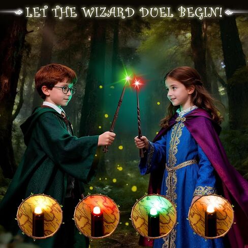 Light Up Wizard Wand with Sounds & 4 Lightings - 2-Pack Illuminating Magic Witch Toy Wands for Kids Cosplay Party Favors, Set B (Hive & Spiral) in Saudi Arabia