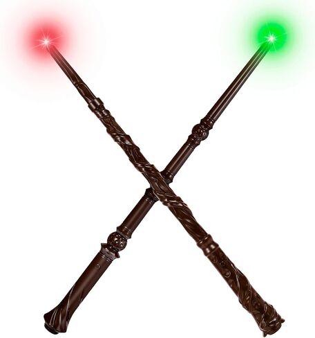 Light Up Wizard Wand with Sounds & 4 Lightings - 2-Pack Illuminating Magic Witch Toy Wands for Kids Cosplay Party Favors, Set B (Hive & Spiral) in Saudi Arabia
