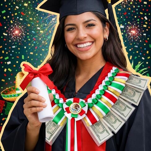 نورمي فئة 2026 المكسيكي التخرج المال وشاح علم المكسيك مضفر سرق المكسيكي التخرج المال هدية أخضر أبيض أحمر حامل النقود لوازم الحفلات غراد وشاح الديكور لكبار الخريجين in Kuwait