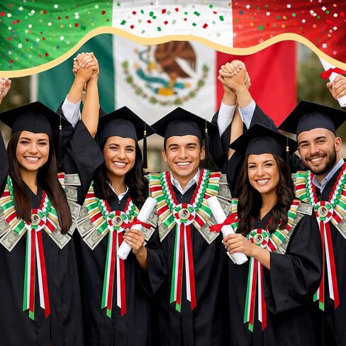 نورمي فئة 2026 المكسيكي التخرج المال وشاح علم المكسيك مضفر سرق المكسيكي التخرج المال هدية أخضر أبيض أحمر حامل النقود لوازم الحفلات غراد وشاح الديكور لكبار الخريجين in Kuwait