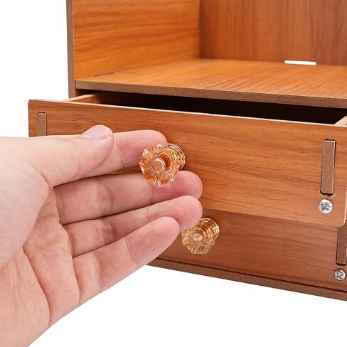 Computer Monitor Stand, 2 Tiers Vintage Wooden Monitor Stand Riser, Durable Desktop Computer Organizer Shelf with Phone Holder& Lockable Drawers for Laptop, PC, Office Supplies Wood Monitor Stand with Drawer in Saudi Arabia