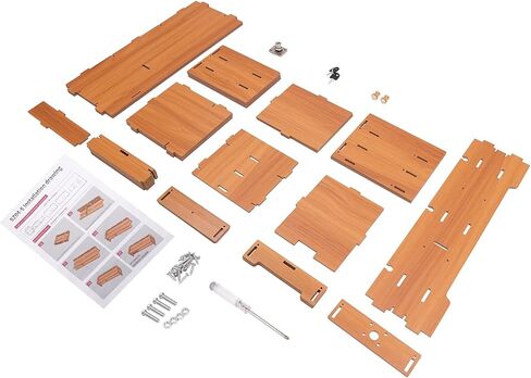 Computer Monitor Stand, 2 Tiers Vintage Wooden Monitor Stand Riser, Durable Desktop Computer Organizer Shelf with Phone Holder& Lockable Drawers for Laptop, PC, Office Supplies Wood Monitor Stand with Drawer in Saudi Arabia