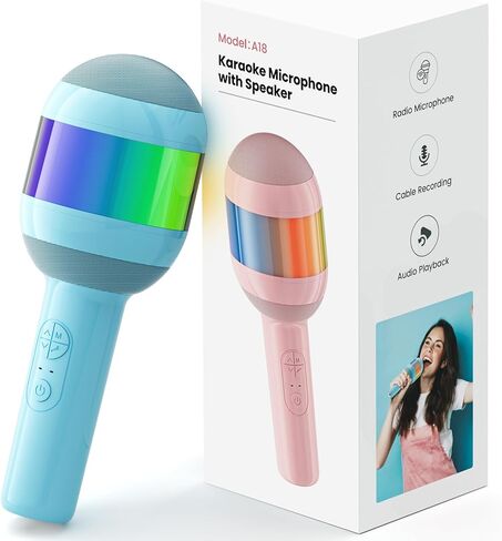Karaoke Machine for Kids Adults, Portable Bluetooth Microphone Song Toys with LED Light, Best Chritmas Birthday Festival Party Gift for 3 4 5 6 7 8 9 10 11 12+ Year Old Girls Boys (Beige) in Saudi Arabia